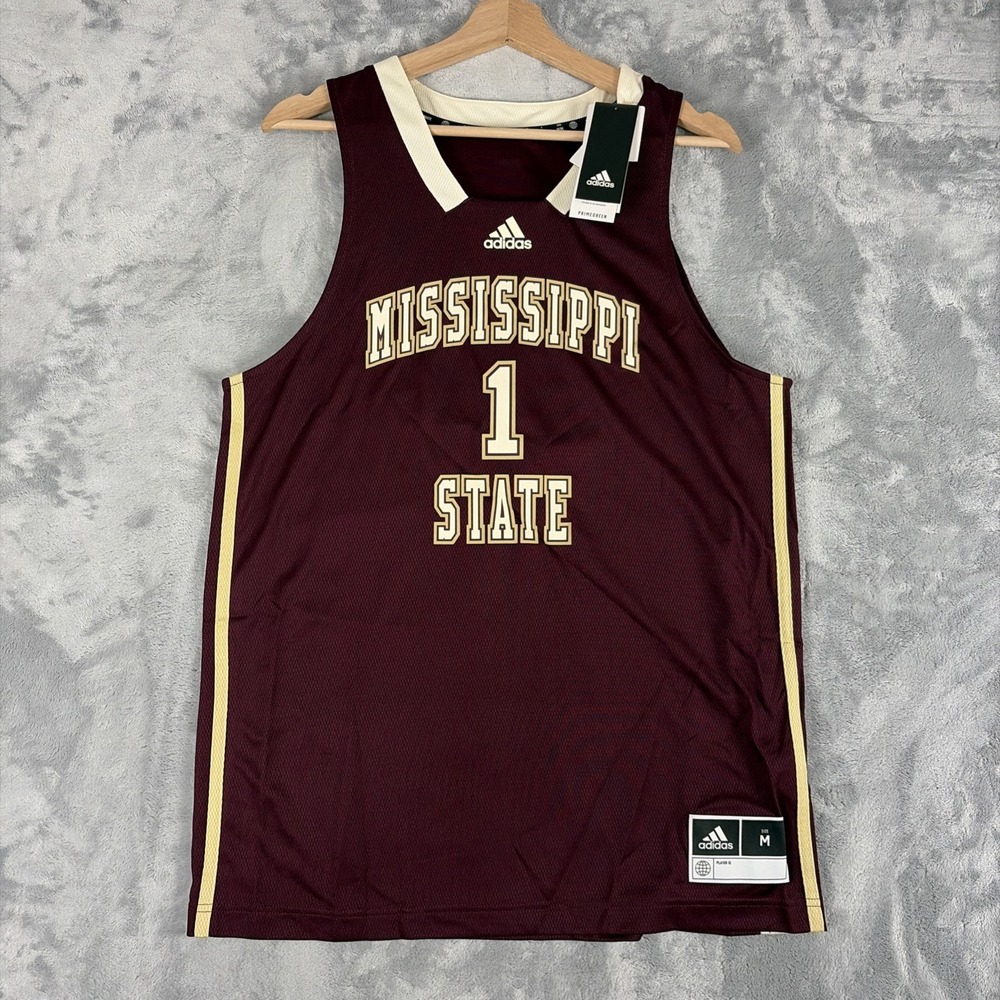 Adidas Mississippi State Bulldogs #1 Medium Reverse Retro Basketball Jersey NWT
